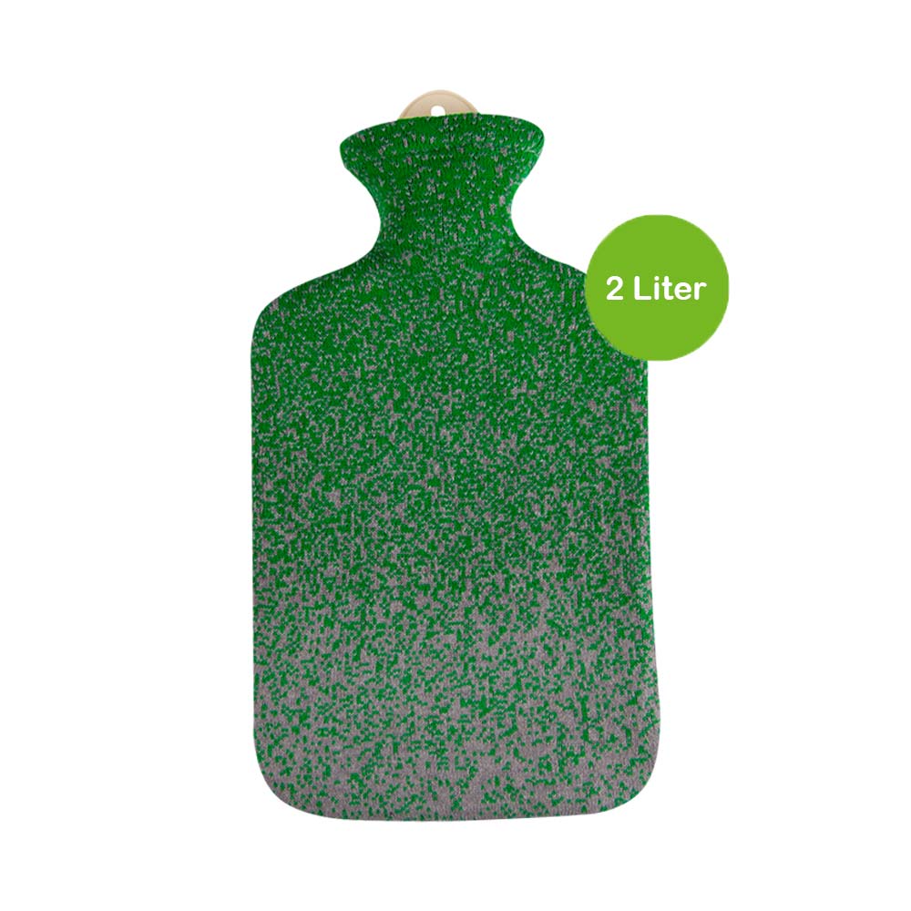 Sänger 2,0 Liter Wärmflasche "Pixel Grün", mit Strickbezug aus Baumwolle