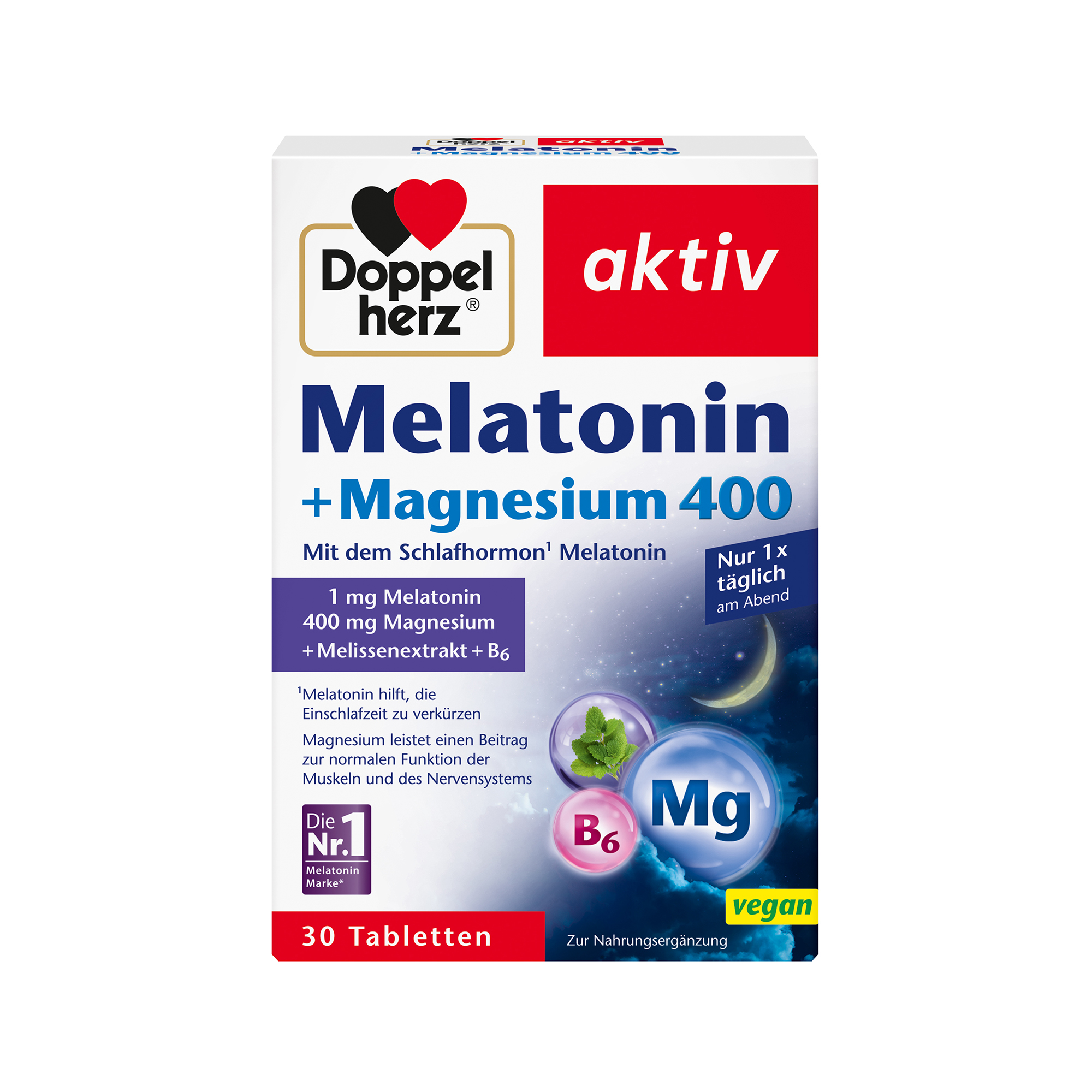 Doppelherz aktiv Melatonin + Magnesium 400, 30 Tabletten
