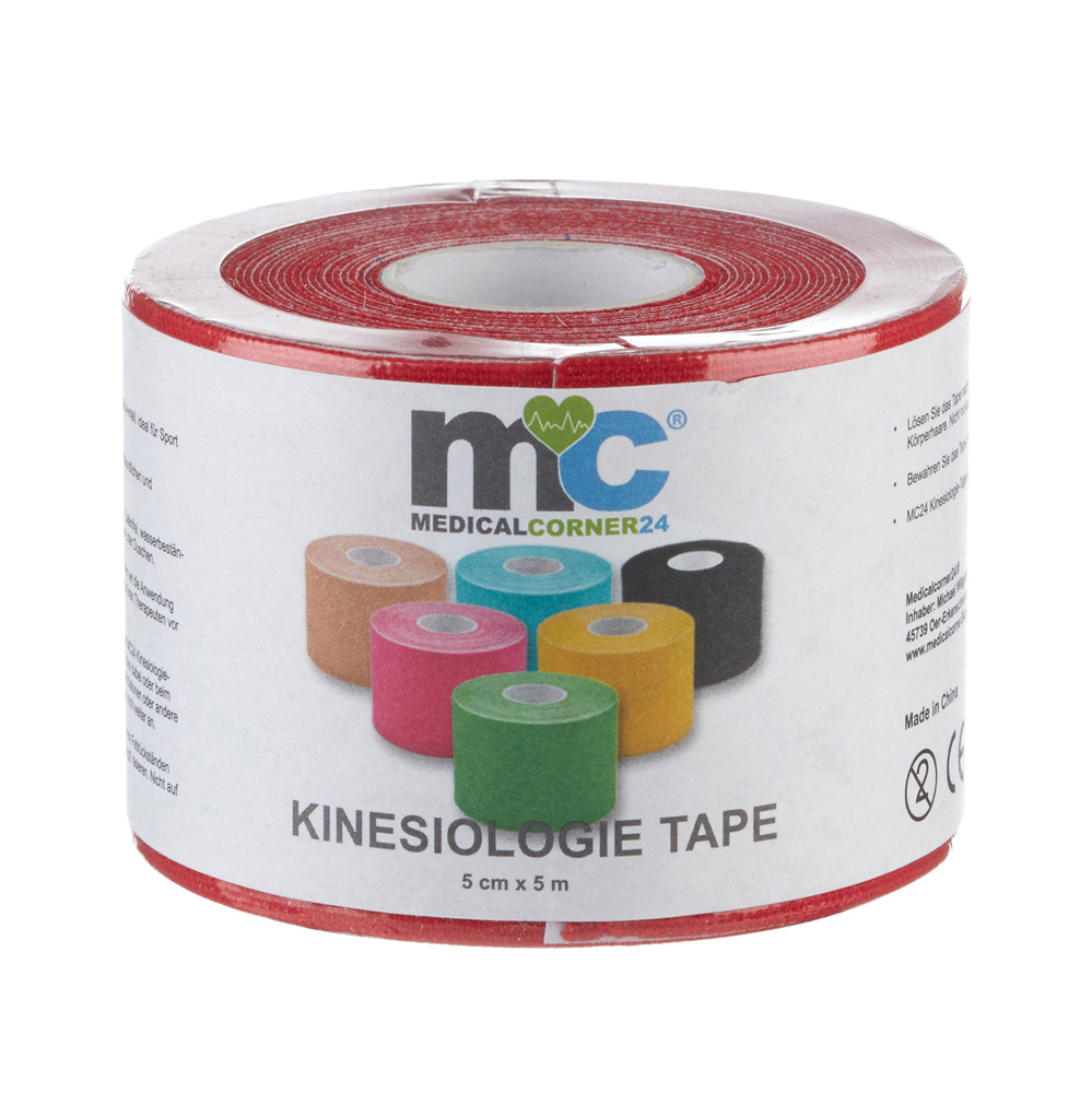 Medicalcorner24 Power Kinesiologie Tape, 5 cm x 5 m, 1 Rolle, rot