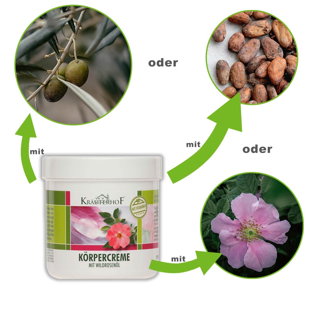 Asam Kräuterhof® Körpercreme mit Wildrosenöl, f. jede Haut, 250ml