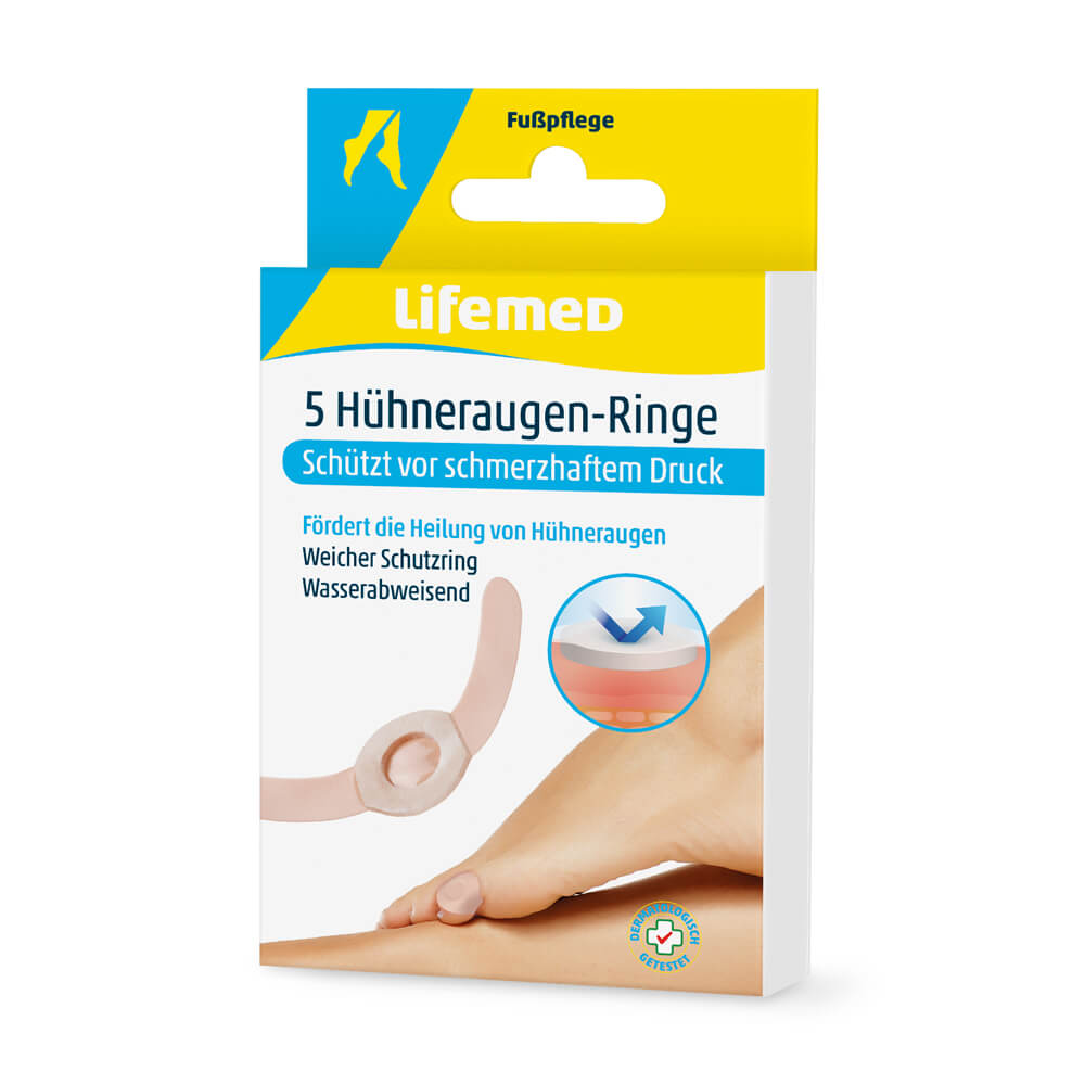 Hühneraugen-Ringe, hautfarben, 6,5 x 1 cm, von Lifemed®, 5 Stück