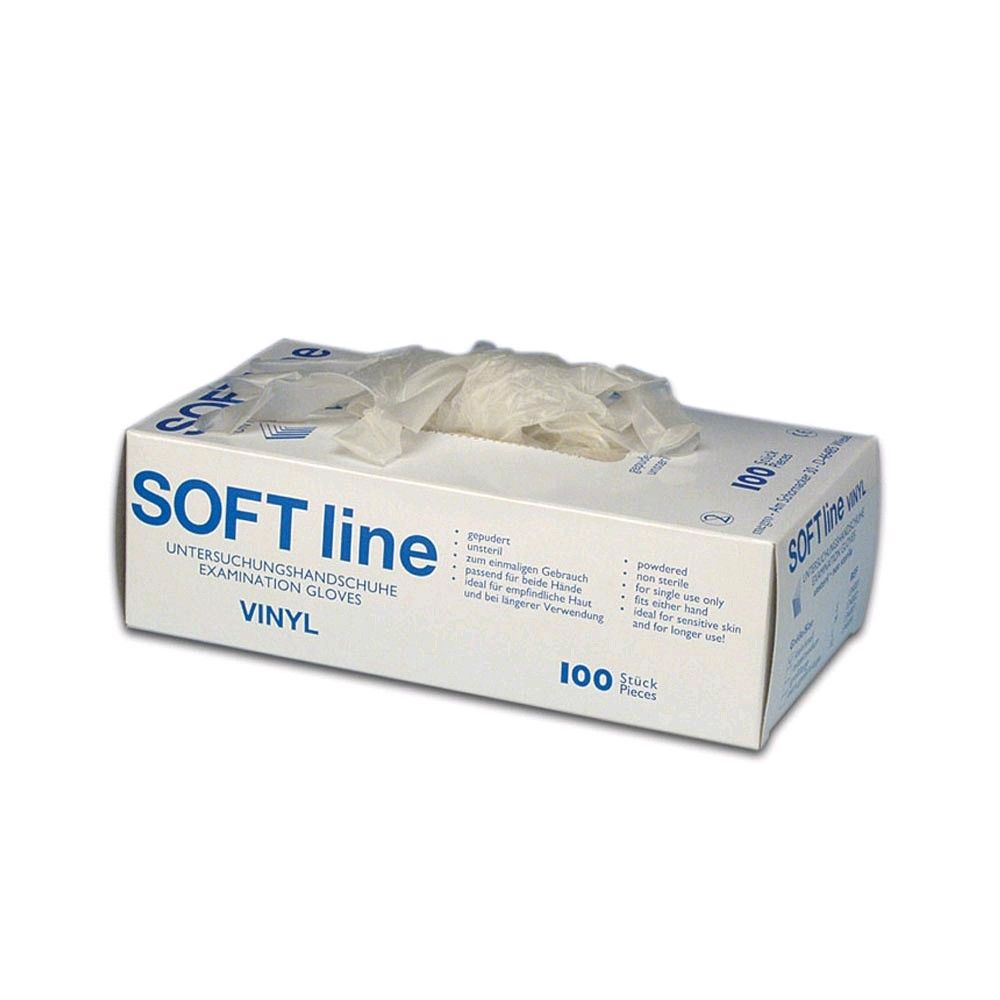 100 SOFTline Vinyl Handschuhe, gepudert unsteril, Gr. XL