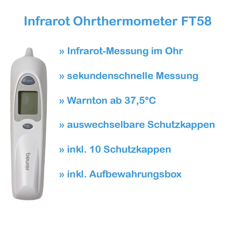 Beurer Ohrthermometer FT 58 Infrarot, Fieberalarm, sekundenschnell