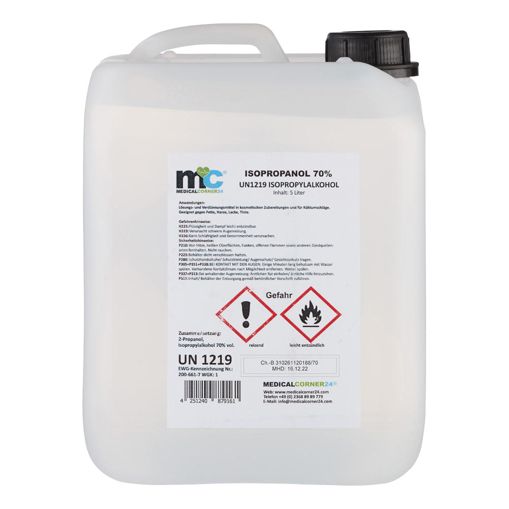 Isopropanol 70 %, Isopropylalkohol, Reinigung, 4x5 Liter