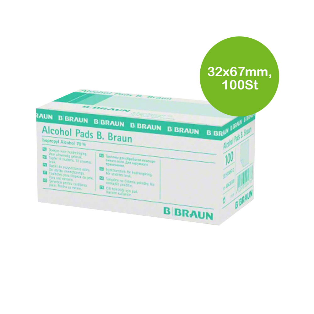 B.Braun getränkte Alkoholtupfer, 70% Isopropylalkohol, 32x67mm, 100St