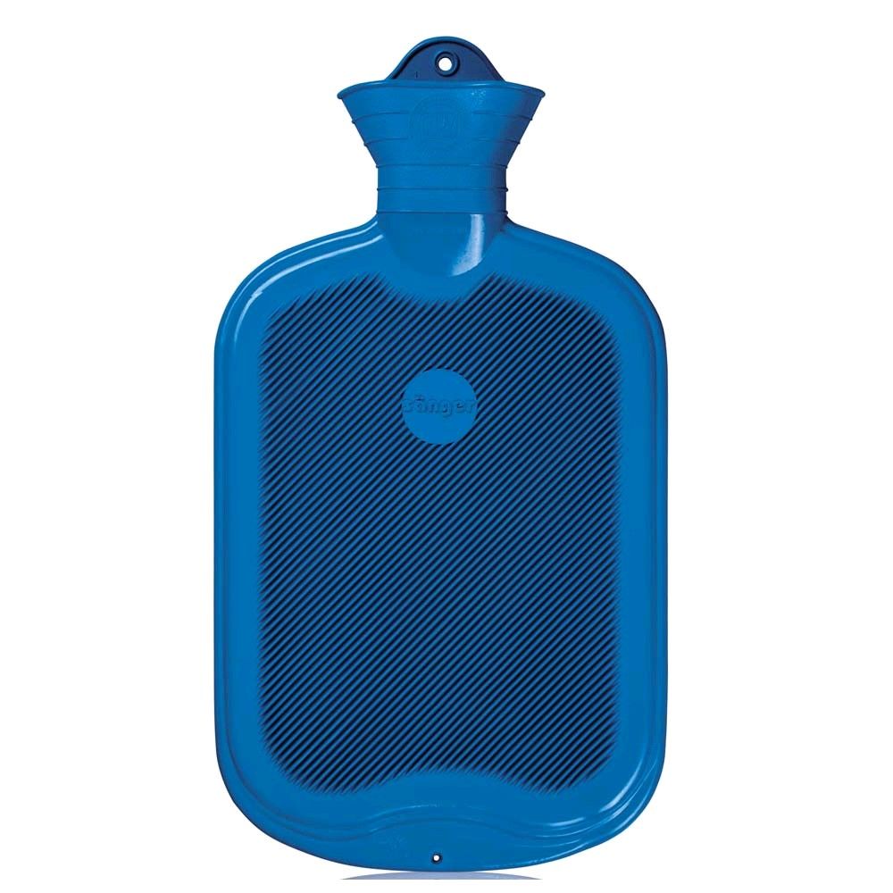 Sänger Gummi-Wärmflasche, beidseitig Lamellen, 2 Liter, blau