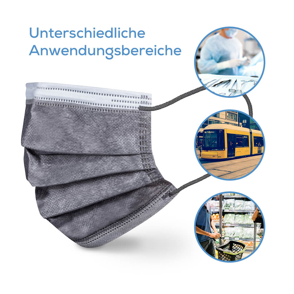 Medizinische Masken, Mundschutz, 3-lagig, Beurer, grau, 20 Stück