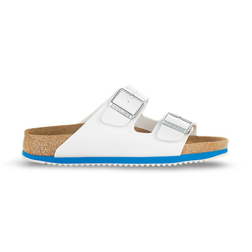 Birkenstock Arizona SL mit Superlaufsohle, weiß-blau, Gr. 44
