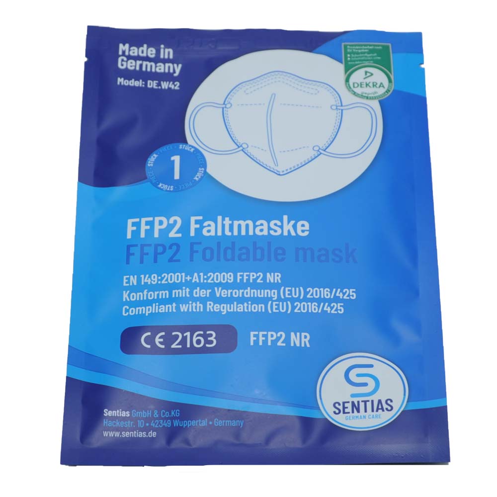 FFP2 Atemschutzmaske zum Falten von Sentias, Made in Germany, 1 Stück
