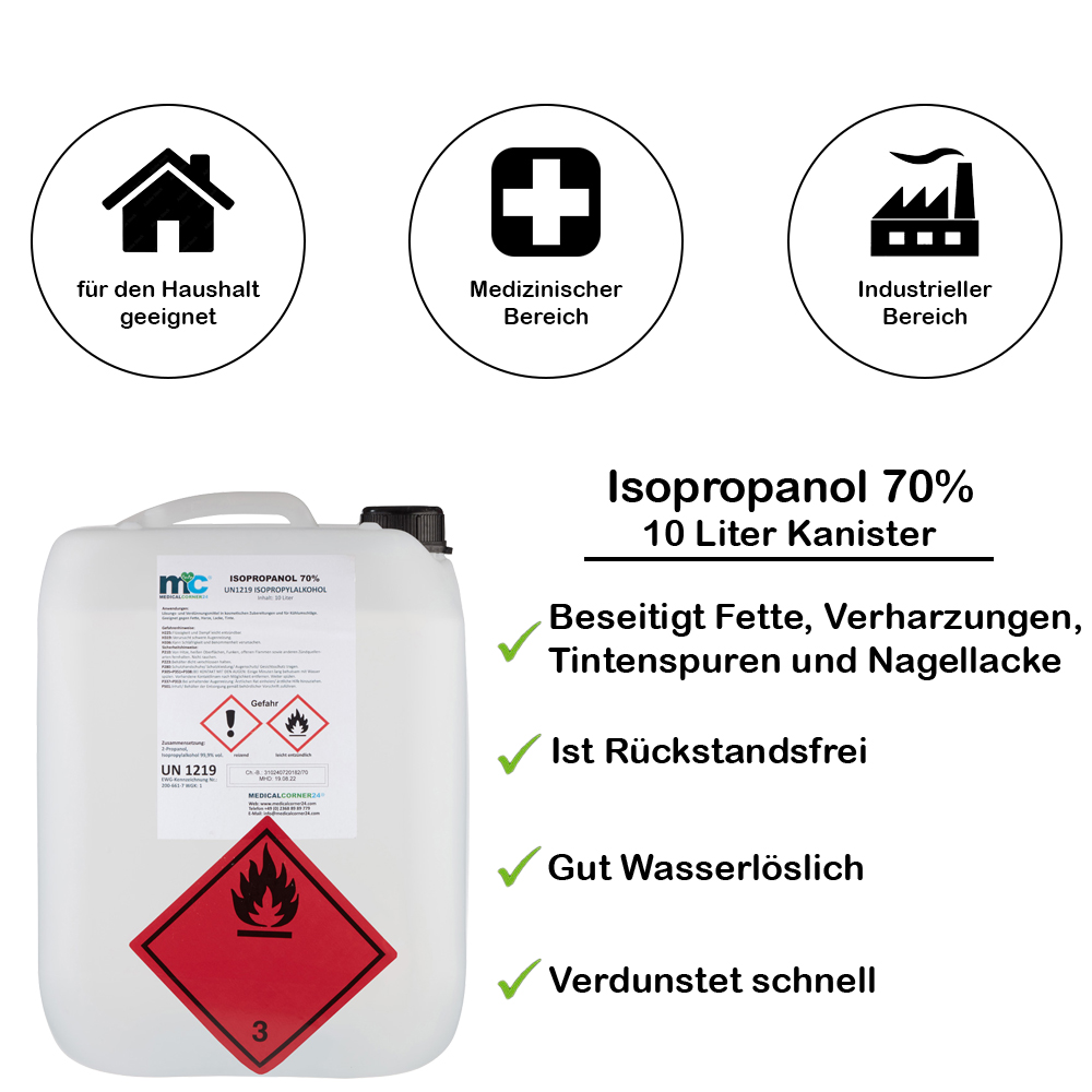 Isopropanol 70 %, Isopropylalkohol, Reinigung 2x10 Liter