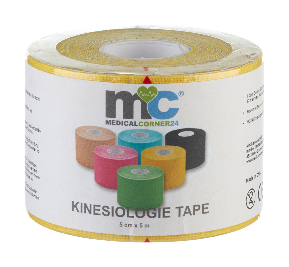 Power Kinesiologie Tape, 5 cm x 5 m, 1 Rolle, gelb
