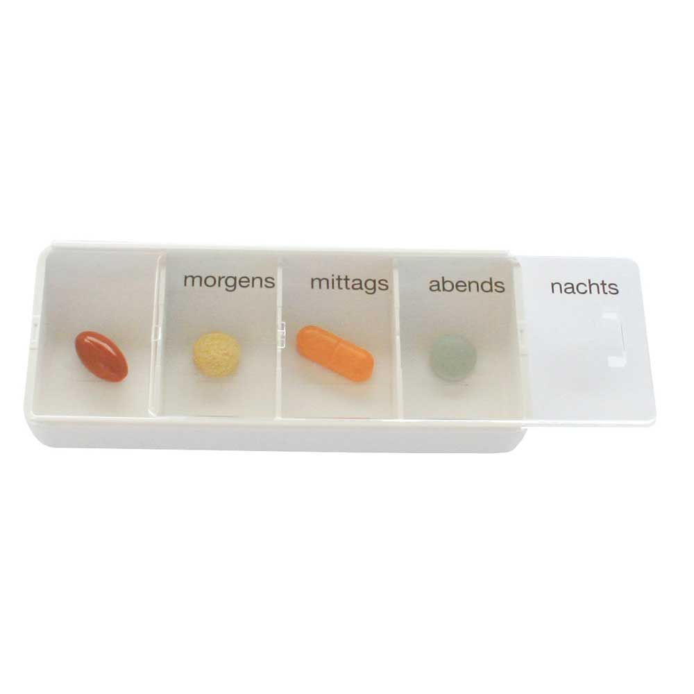 Behrend Tabletten-Dose, weiß, L, groß, 4 Fächer, 5 Stück