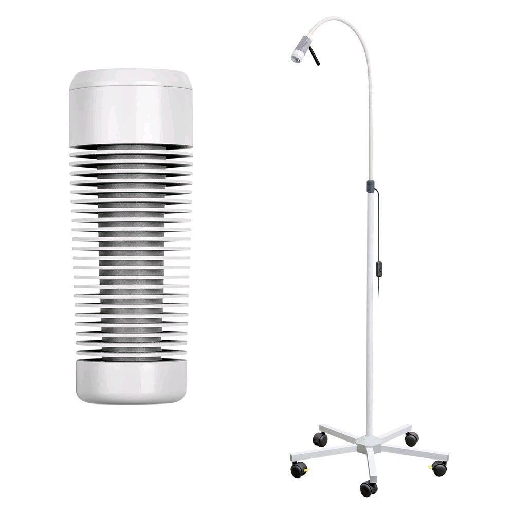 LED Untersuchungsleuchte, abnehmbarer Handgriff, Rollstativ, weiß
