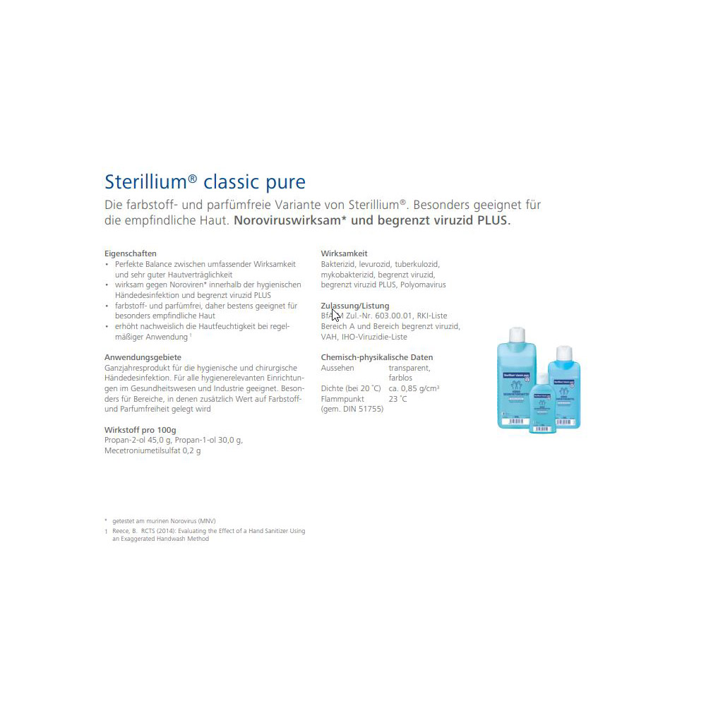 Sterillium classic pure Händedesinfektionsmittel von Bode, 500 ml