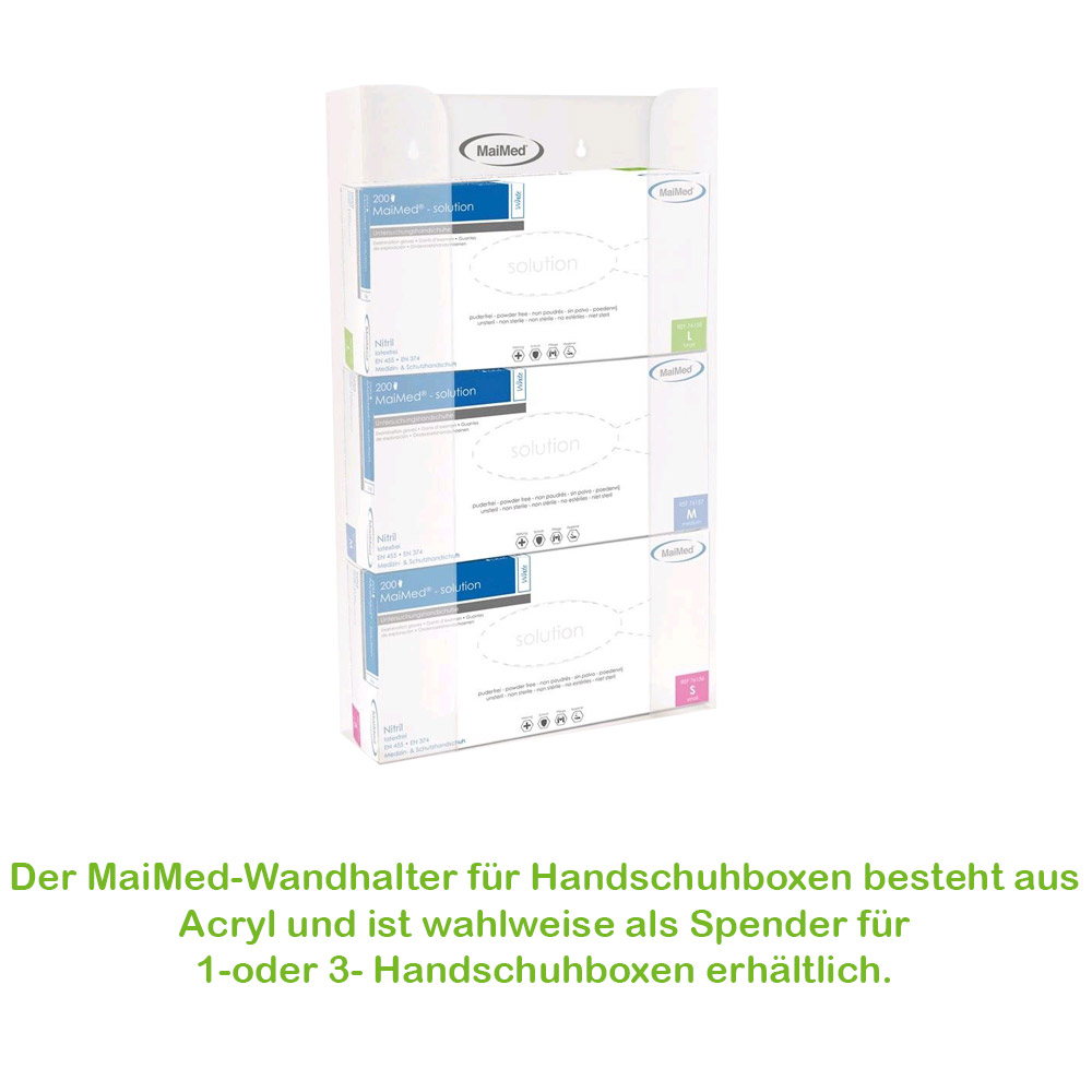 MaiMed Wandhalter, Spender aus Acryl für 3 Handschuhboxen