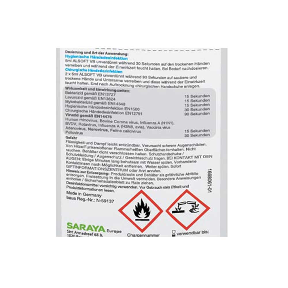 Saraya Alsoft VB Händedesinfektionsmittel, alkoholisch, 500ml