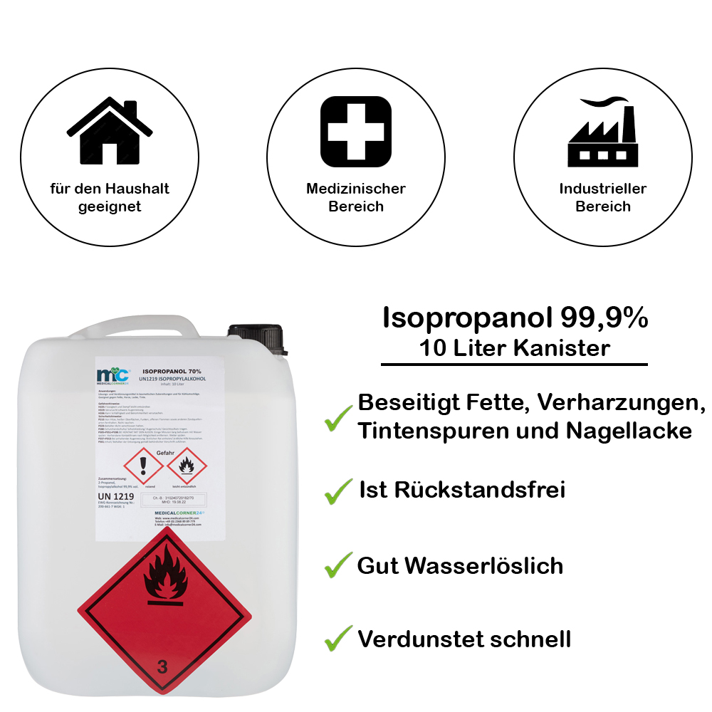 Isopropanol 99,9 %, Isopropylalkohol, Reinigung, 10 L Kanister