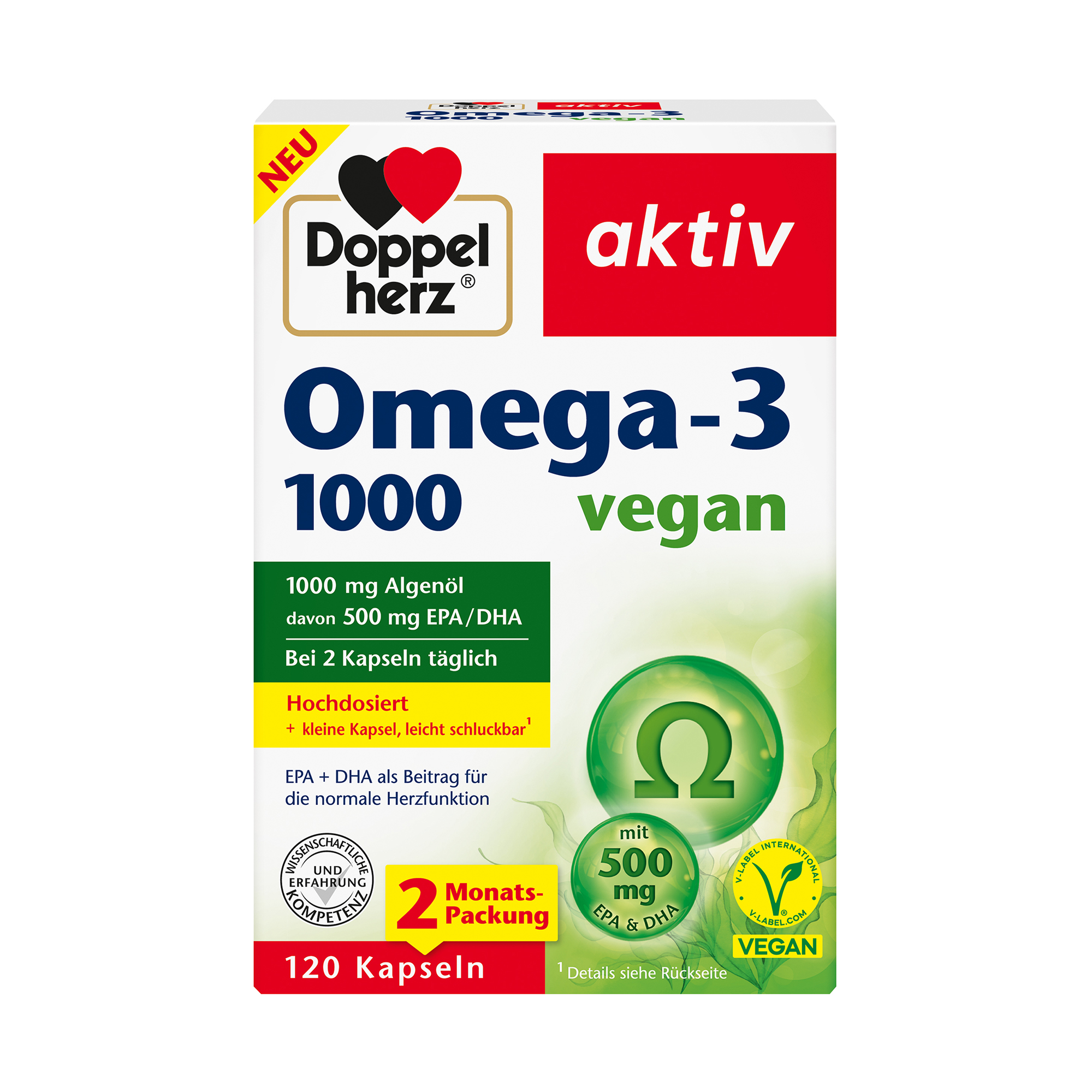 Doppelherz aktiv Omega-3, 1000 vegan, 120 Kapseln