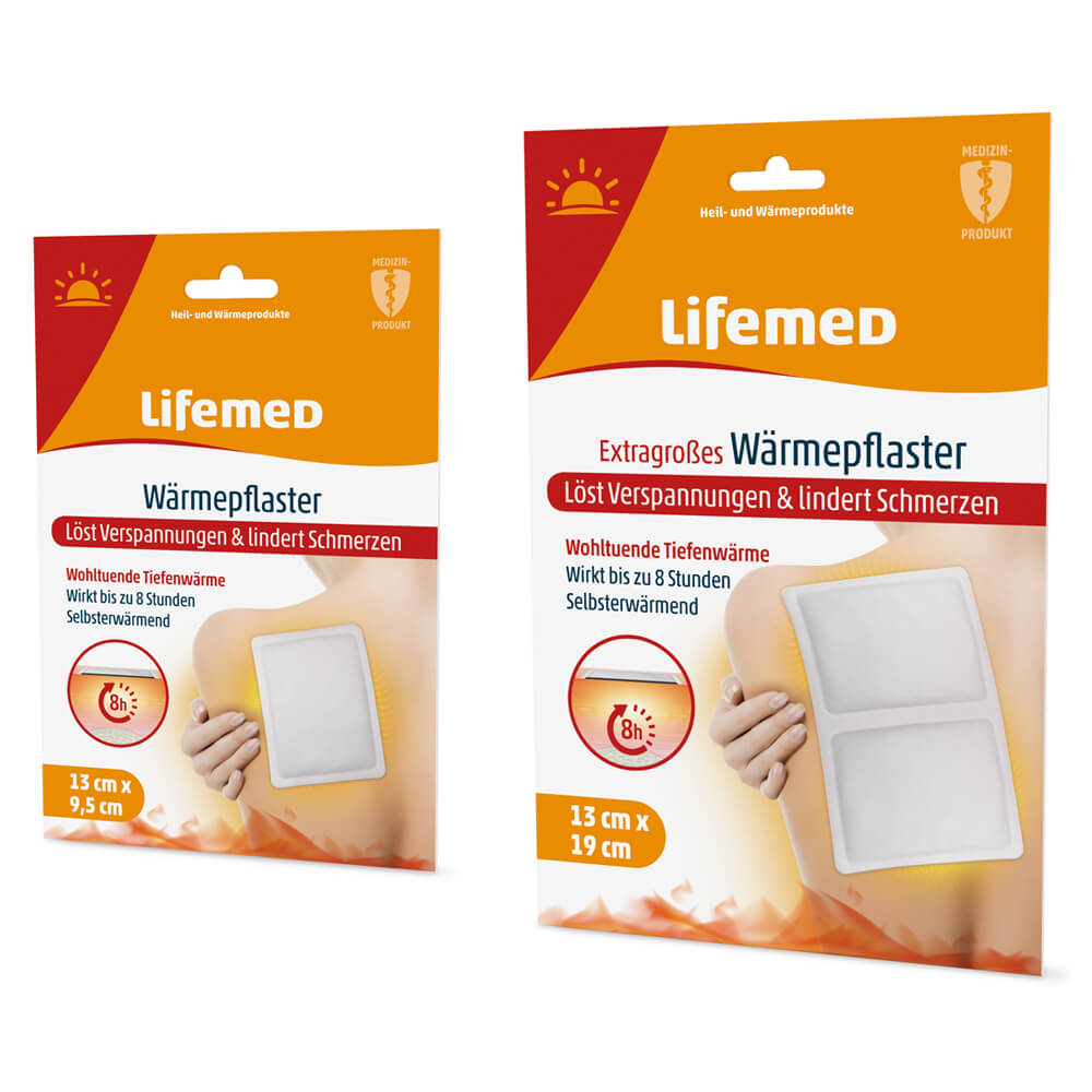 Wärmepflaster, für bis zu 8 Std., gegen Schmerzen, von Lifemed®, 2 Gr.