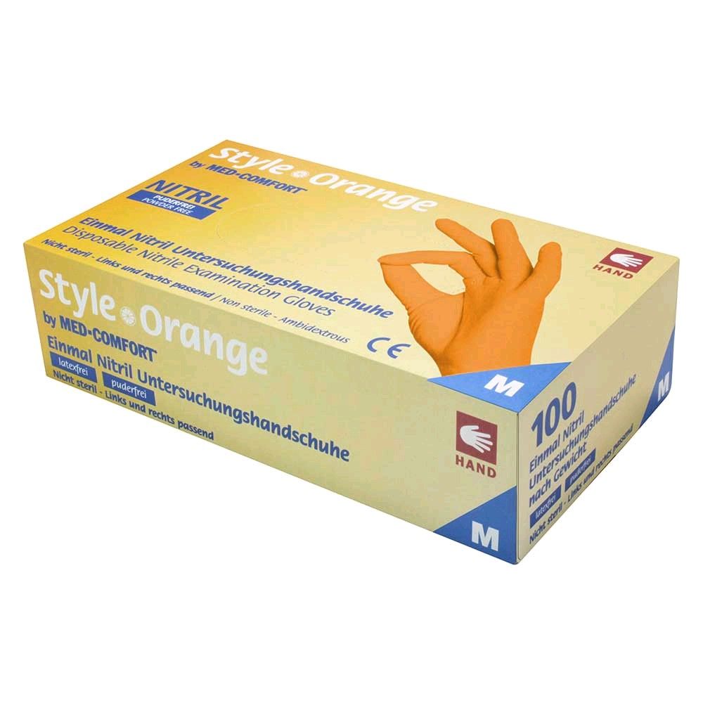 Nitril Einmal-Handschuhe Style Orange von Ampri, puderfrei, XL