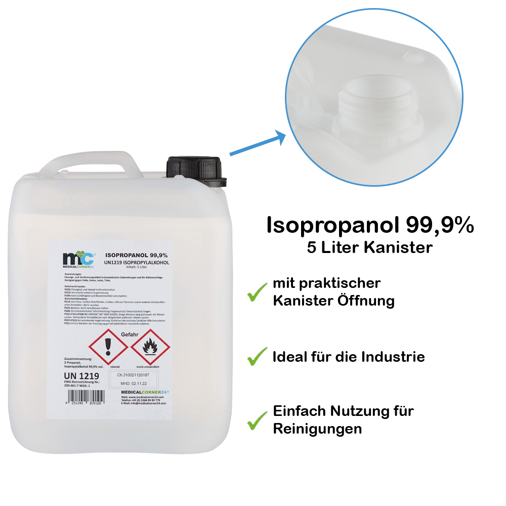 Isopropanol 99,9 %, Isopropylalkohol Reinigung, 4x5 Liter