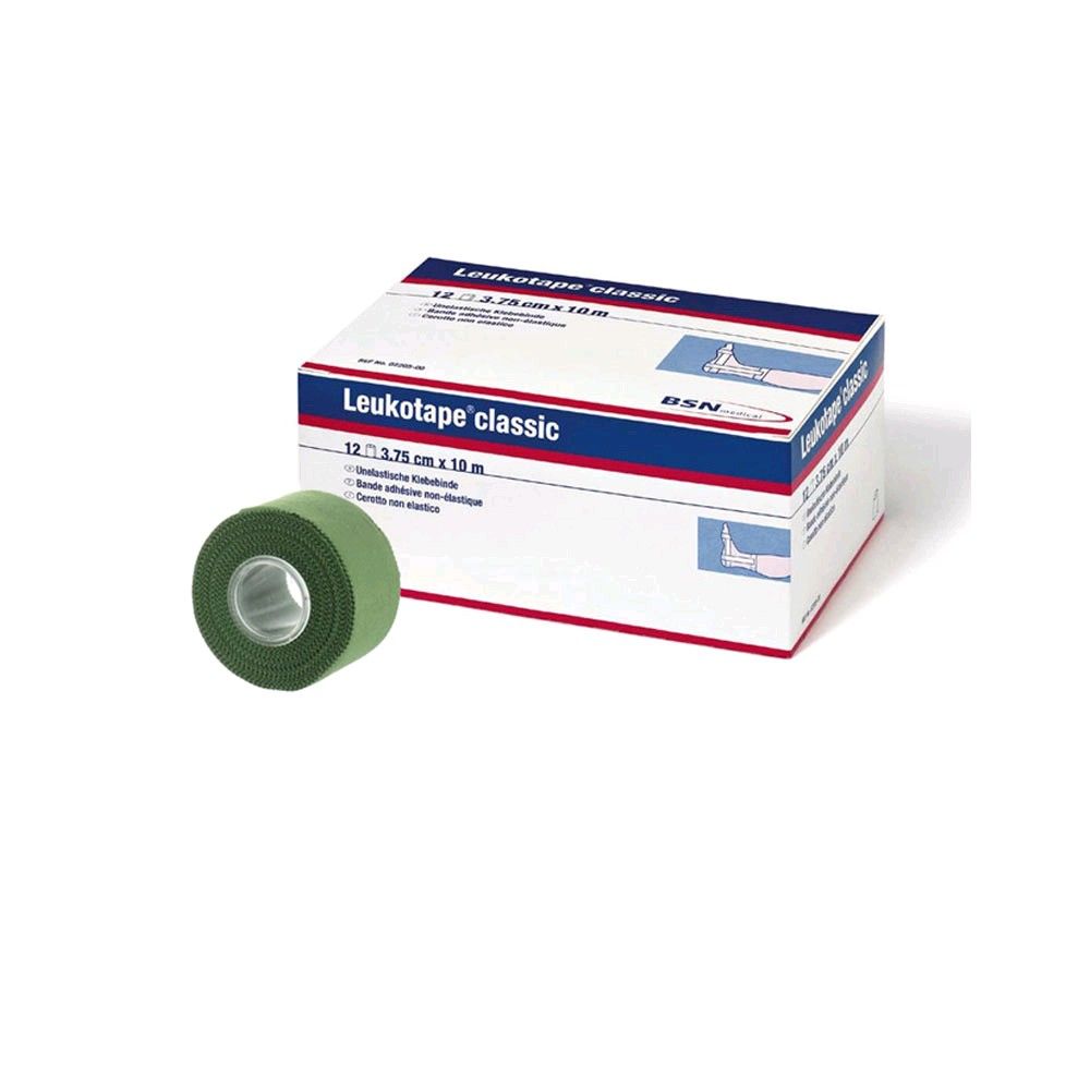 BSN Leukotape classic, Tapeverband, Tape 3,75 cm x 10 m, 1 Rolle, grün