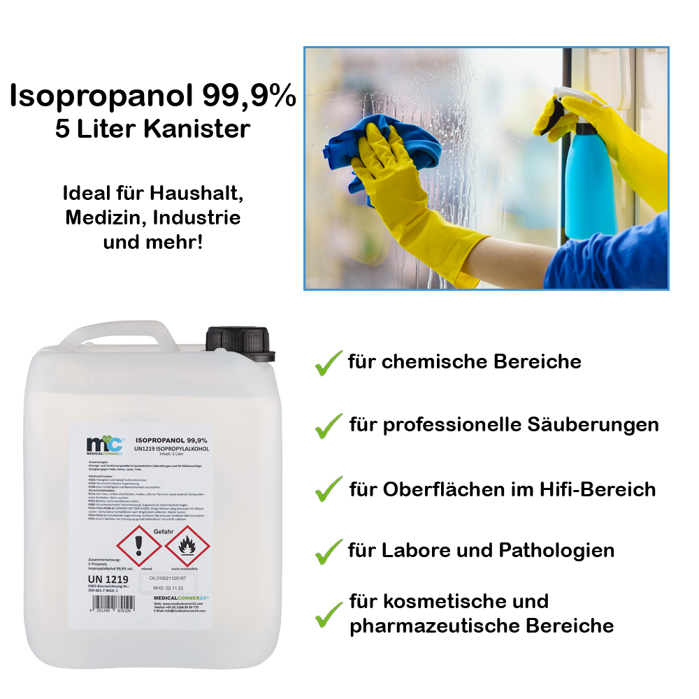 Isopropanol 99,9 %, Isopropylalkohol Reinigung, 4x5 Liter