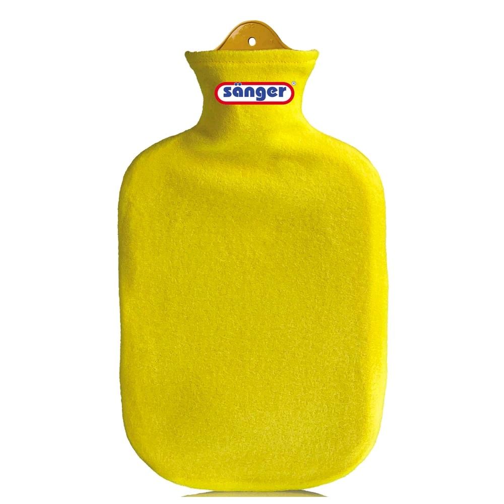 Wärmflasche 2 L mit Konturbezug aus Fleece von Sänger, gelb