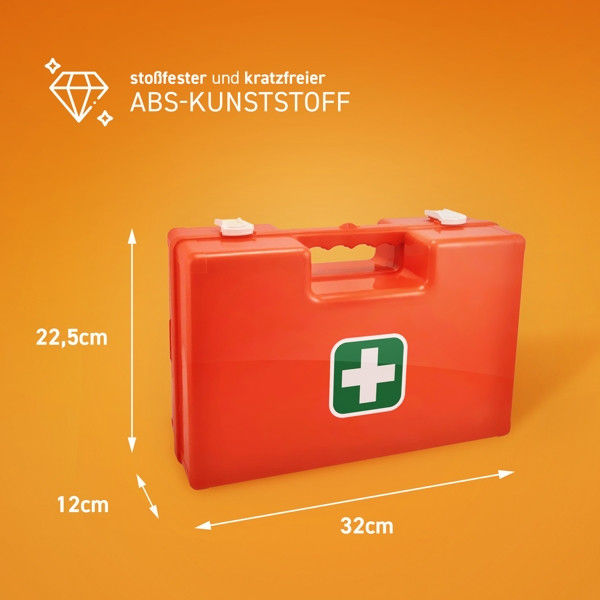 Medicalcorner24 Erste Hilfe Koffer, ABS-Kunststoff, leer 32x22,5x12cm