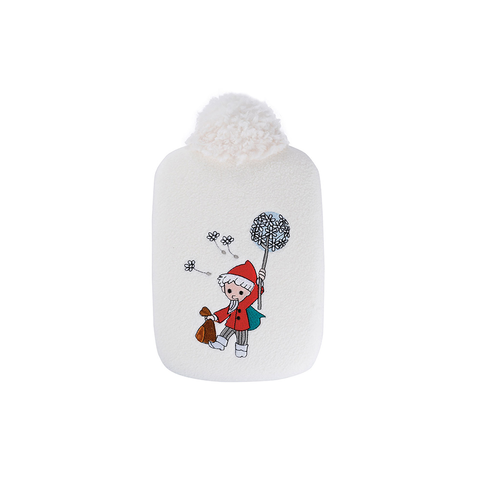 Hugo Frosch Öko Wärmflasche 0,8 L, Softfleece, Sandmann, weiß