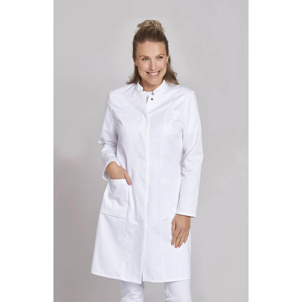 Leiber Mantel für Damen, Langarm, Seiten-/Piepertaschen, Weiß, Größe 44