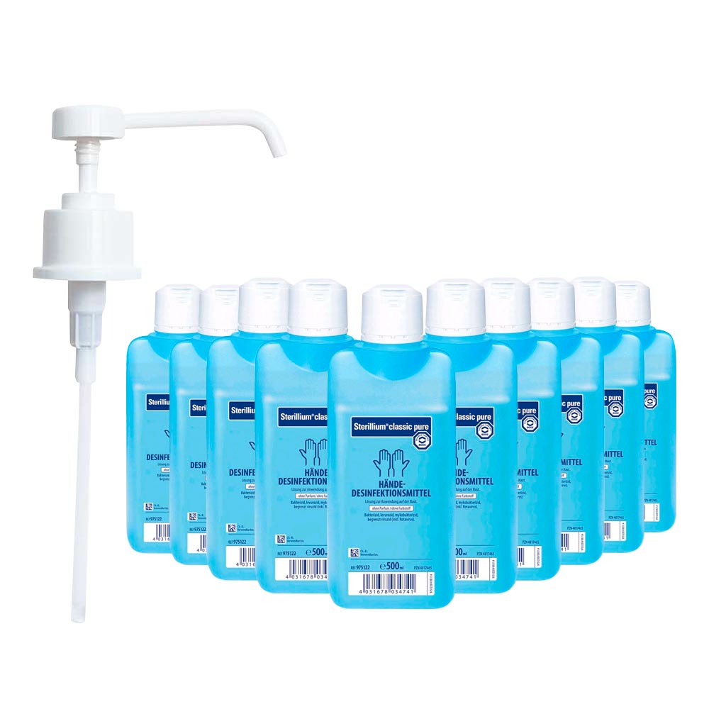 Bode Sterillium Classic Pure Händedesinfektion 10x 500ml, Dosierpumpe