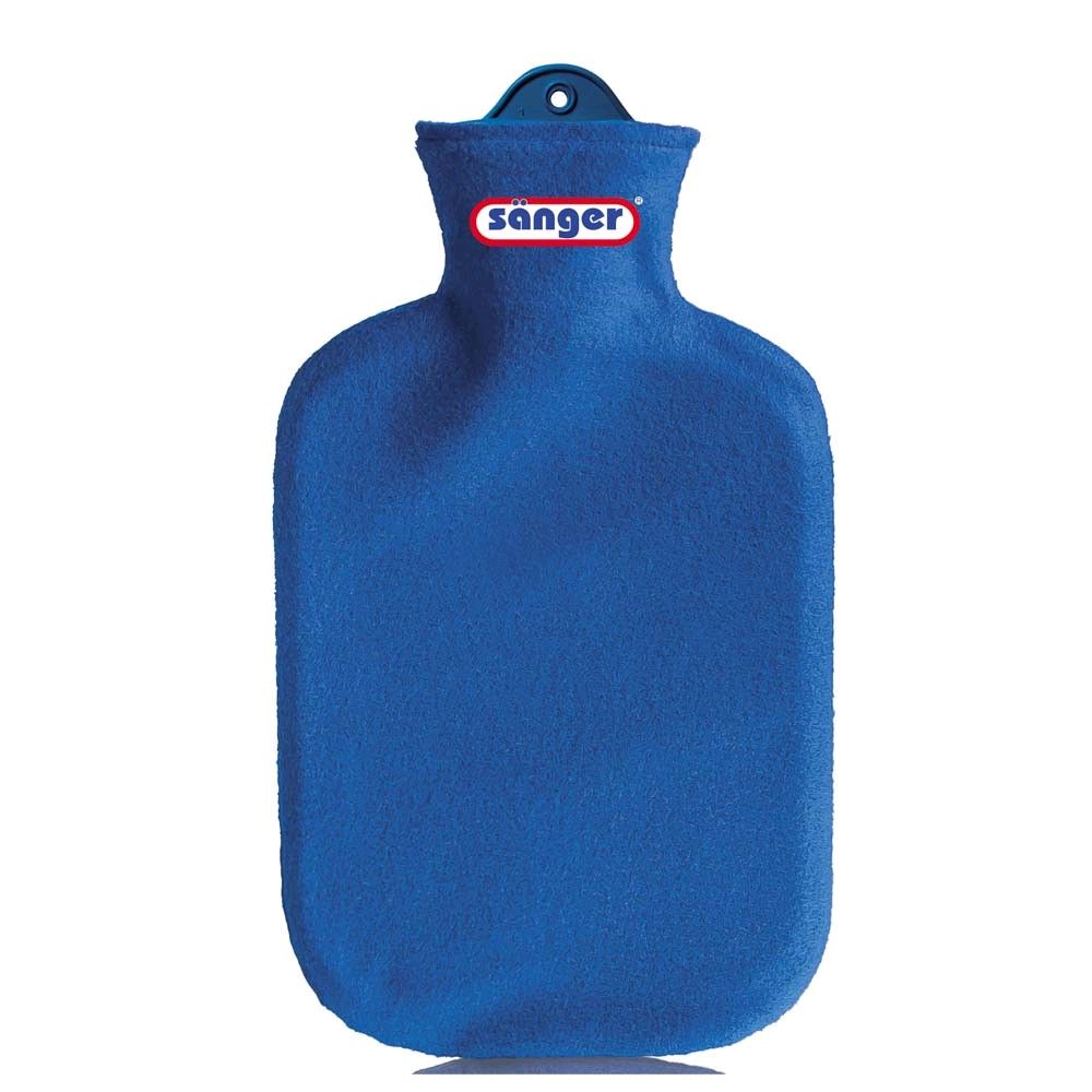 Wärmflasche 2 L mit Konturbezug aus Fleece von Sänger, blau