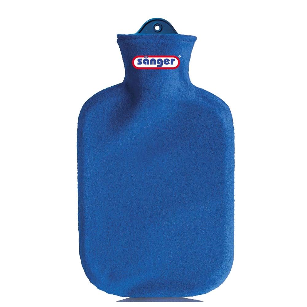 Wärmflasche 2 L mit Konturbezug aus Fleece von Sänger, blau