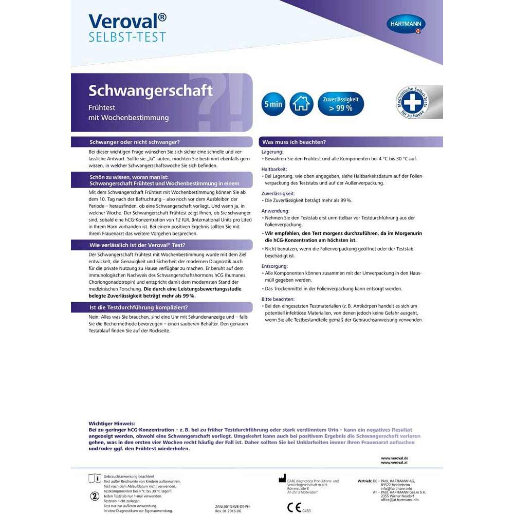 Hartmann Veroval® Schwangerschaft-Selbsttest, Frühtest, 1St