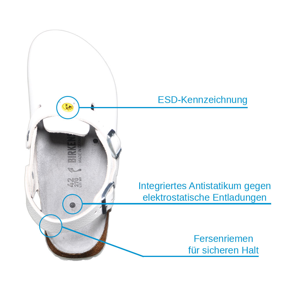 Birkenstock Tokio ESD, TÜV-geprüft, weiß, normale Weite, Gr. 43