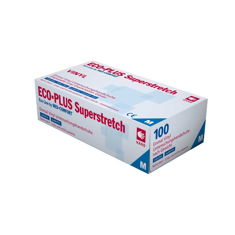Eco Plus Vinylhandschuhe Superstretch, puderfrei XL 100St