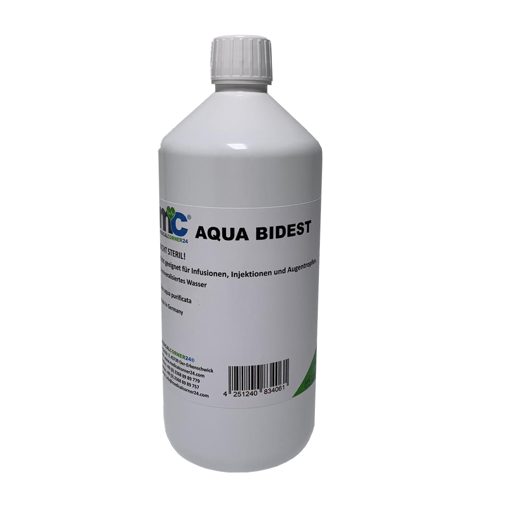 Bidestilliertes Wasser AQUA BIDEST, Laborwasser Reinst-Wasser, 23x1 L