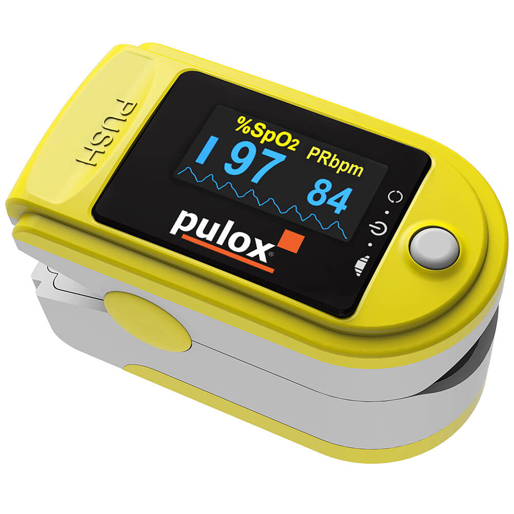 Pulox Finger-Pulsoximeter PO-200, drehbare OLED-Anzeige, Gelb