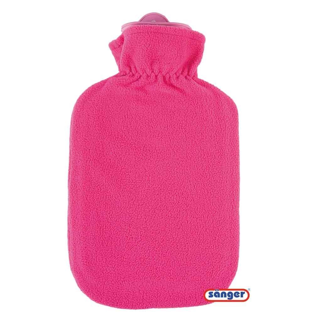Sänger Naturgummi-Wärmflasche 2 Liter mit Fleecebezug, flauschig, pink
