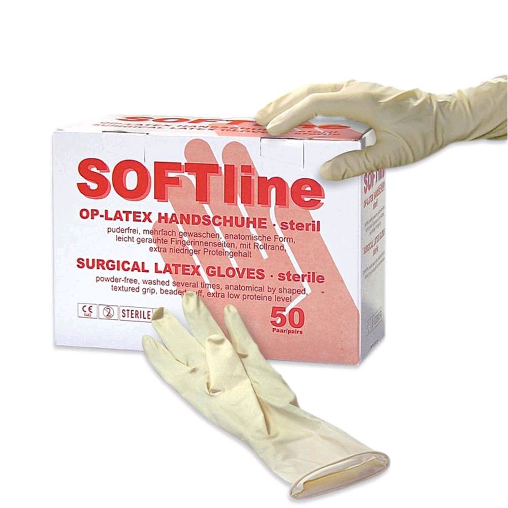 SOFTline Latex OP Handschuhe, steril, puderfrei, 50 P., Gr. 8