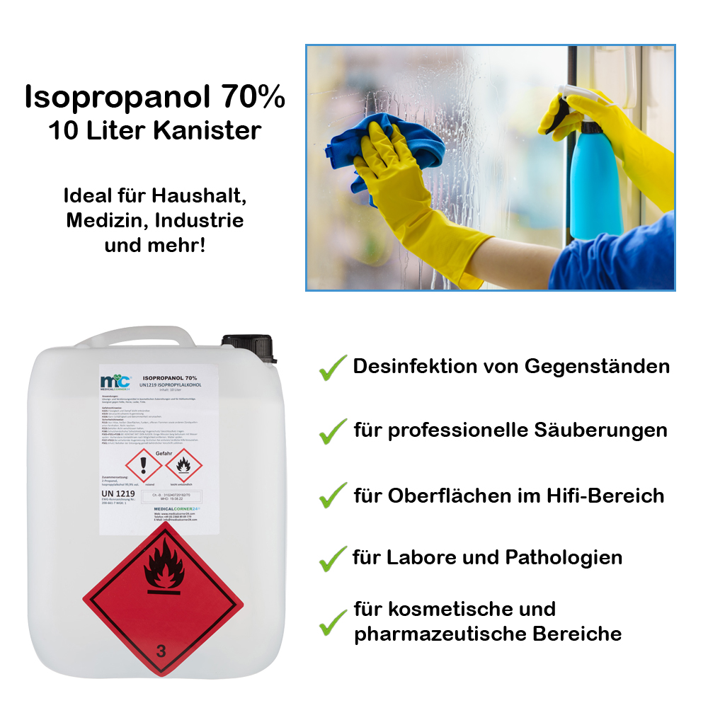 Isopropanol 70 %, Isopropylalkohol, Reinigung, 10 L Kanister