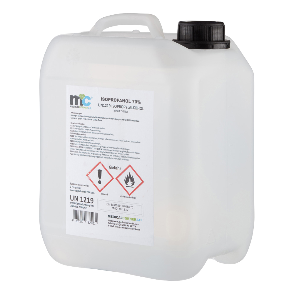 Isopropanol 70 %, Isopropylalkohol, Reinigung, 4x5 Liter