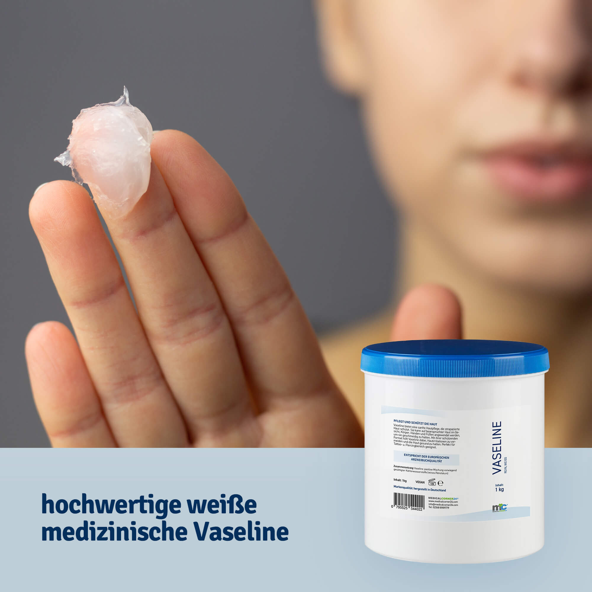 Vaseline, rein, weiß, für Tattoo- u. Piercingbereich, Hautpflege, 1 kg