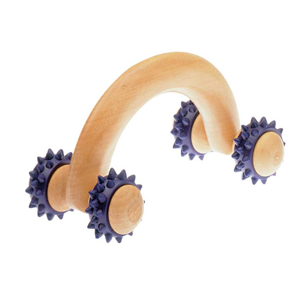 Behrend Massage-Roller Auto, Holz, 4 Rollen, genoppt, blau