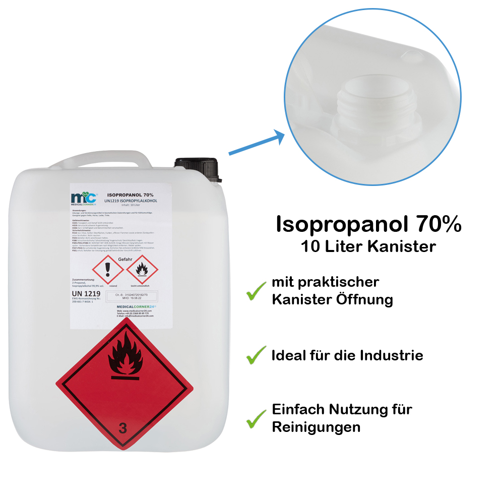 Isopropanol 70 %, Isopropylalkohol, Reinigung, 10 L Kanister