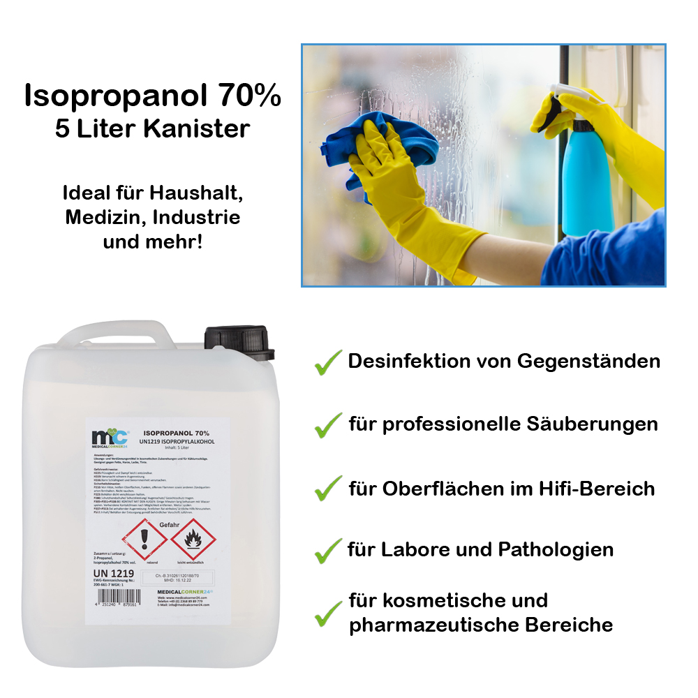 Isopropanol 70 %, Isopropylalkohol, Reinigung, 5 Liter