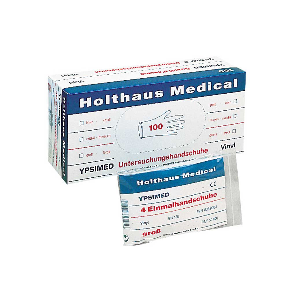 Holthaus Medical YPSIMED Einmalhandschuhe, Vinyl, L, 4 Stück