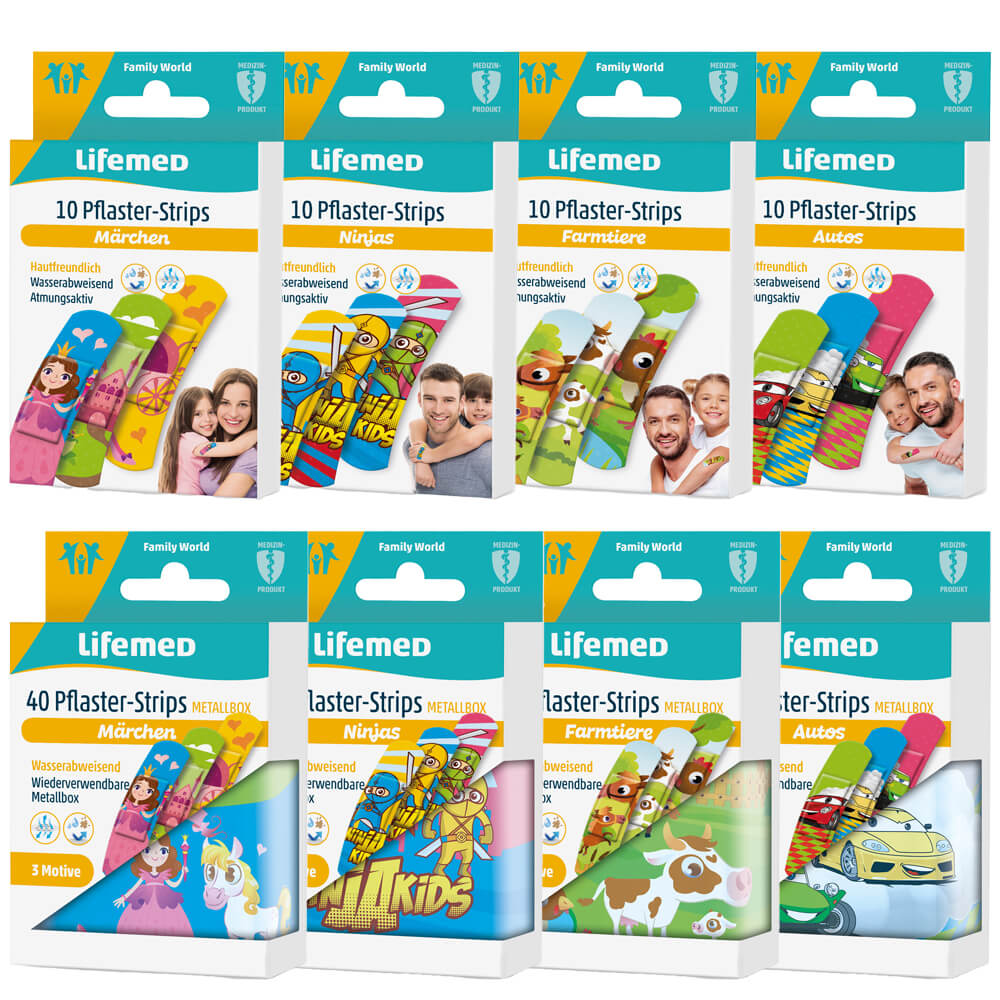 Lifemed® Pflasterstrips KIDS, 6 x 1,7cm, 10/40 Stück, versch. Muster