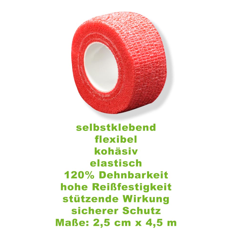 MC24® Fingertape color, kohäsiv, 2,5cmx4,5m, rot, 20St